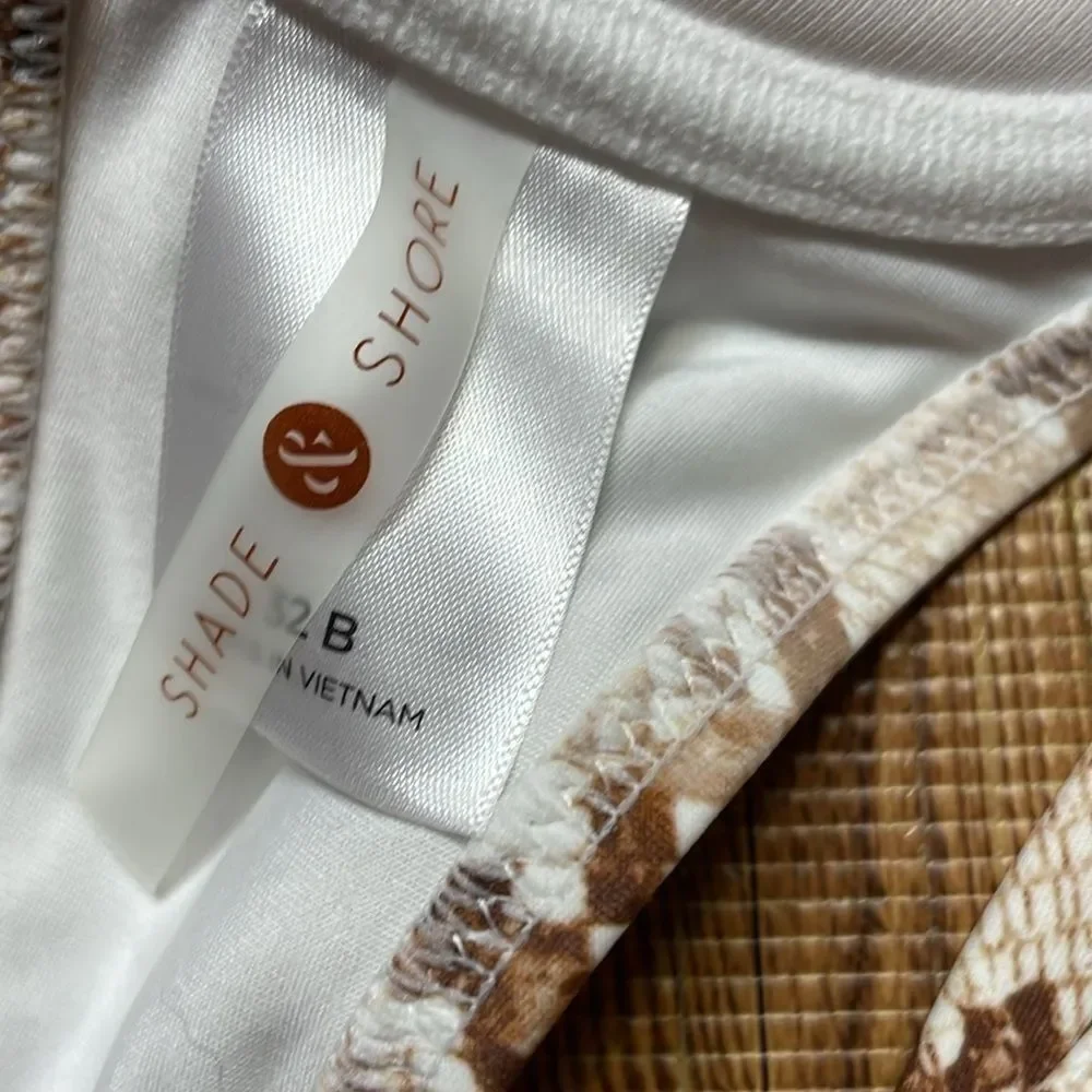 Shade & Shore woman snake print brown/tan wire padded push-up bikini Sz 32B - Picture 5 of 6